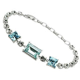3W176 - Rhodium Brass Bracelet with Top Grade Crystal  in Sea Blue