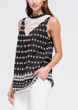 Women's Sleeveless Crochet Trim Top