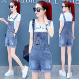 Denim Rompers Women Summer Baggy Solid Suspender Jeans Student Jeans Jumpsuit Korean Style Casual Denim Shorts Strap Dresses