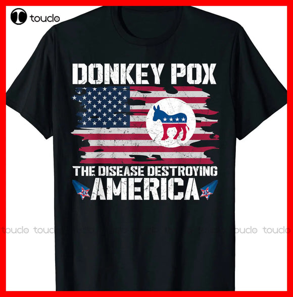 Donkey Pox The Disease Destroying America Funny Anti Biden T-Shirt Mens Dress Shirts Funny Art Streetwear Cartoon Tee Xs-5Xl New