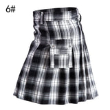 Plaid Kilts for Men Scottish Traditional Cotton Pleated Skirt Utility Kilt Holiday Festival Stage Performance Mens Clothing 2XL