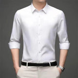 Men Formal Shirt Elegant Men's Formal Business Shirt with Anti-wrinkle Technology Slim Fit Design Breathable Fabric for A