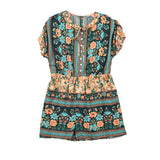 Ethnic Style Printed Dress For Women With A V-neck Pullover And Knee Length Skirt 6411077