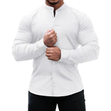 Men's Casual Shirt Slim Fit Micro-elastic Long Sleeve Comfortable Versatile Stand Collar Tops Camisas Men Dress Shirt