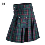 Plaid Kilts for Men Scottish Traditional Cotton Pleated Skirt Utility Kilt Holiday Festival Stage Performance Mens Clothing 2XL